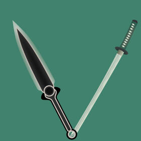 a lazer sword, with a thin yet broad blade, and katana, handle diamond-shape wrapping, make a V shape
